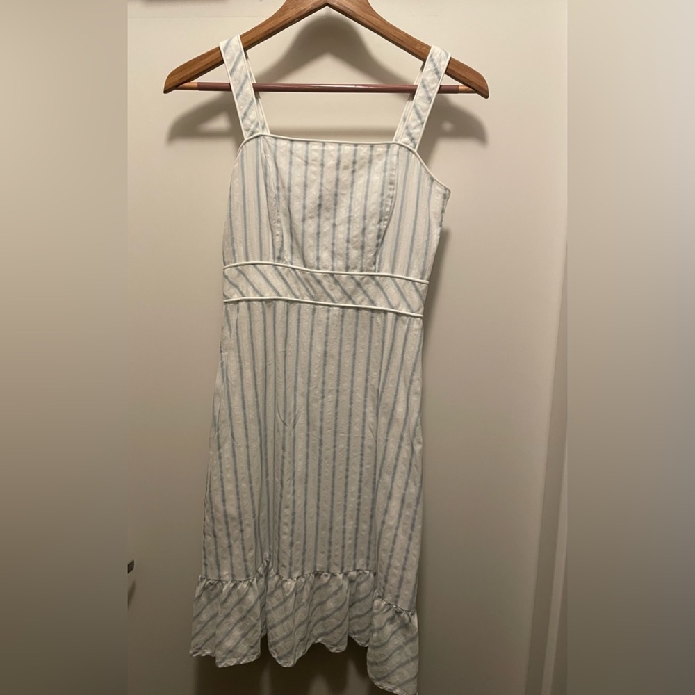 LOFT, blue and while striped cotton sundress